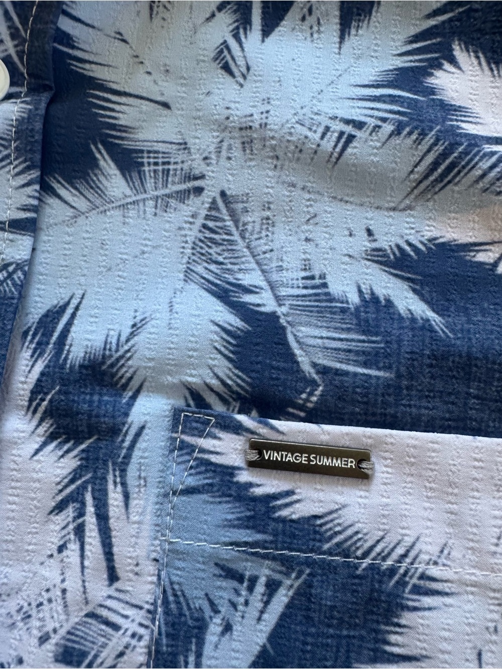 Vintage Summer vacay swimwear Men’s Blue Palm-Print shirt